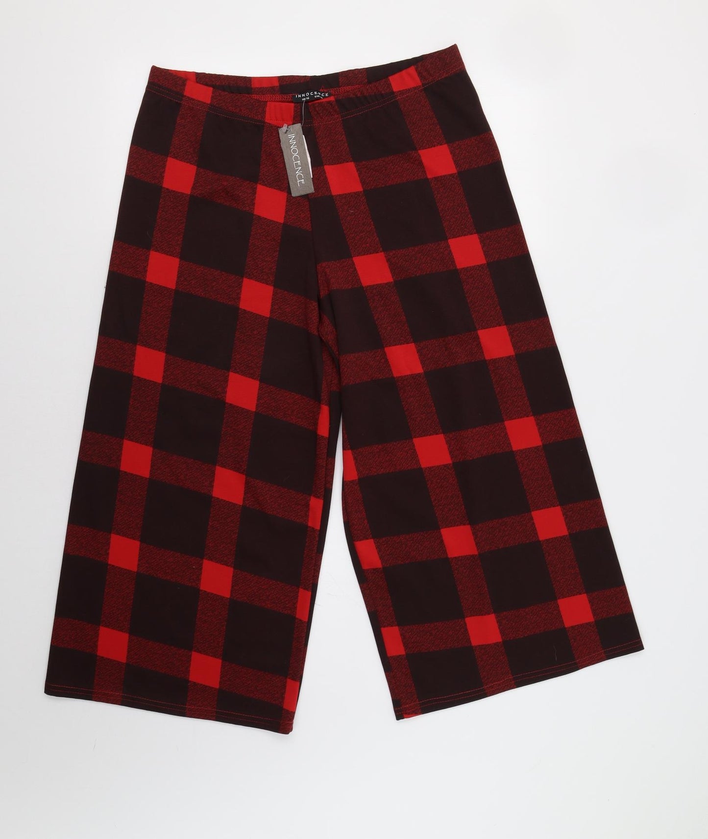 Innocence Womens Red Check  Cropped Trousers Size 16 L23 in