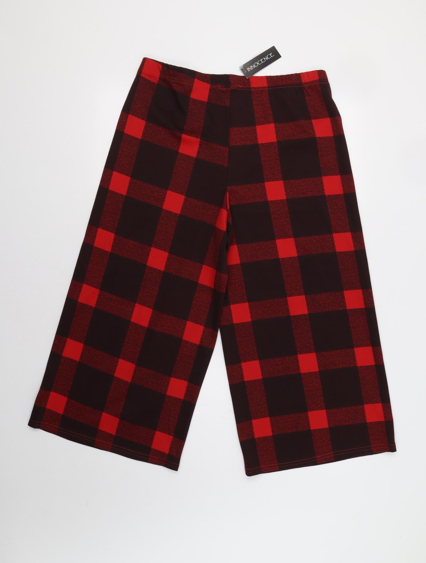 Innocence Womens Red Check  Cropped Trousers Size 16 L23 in