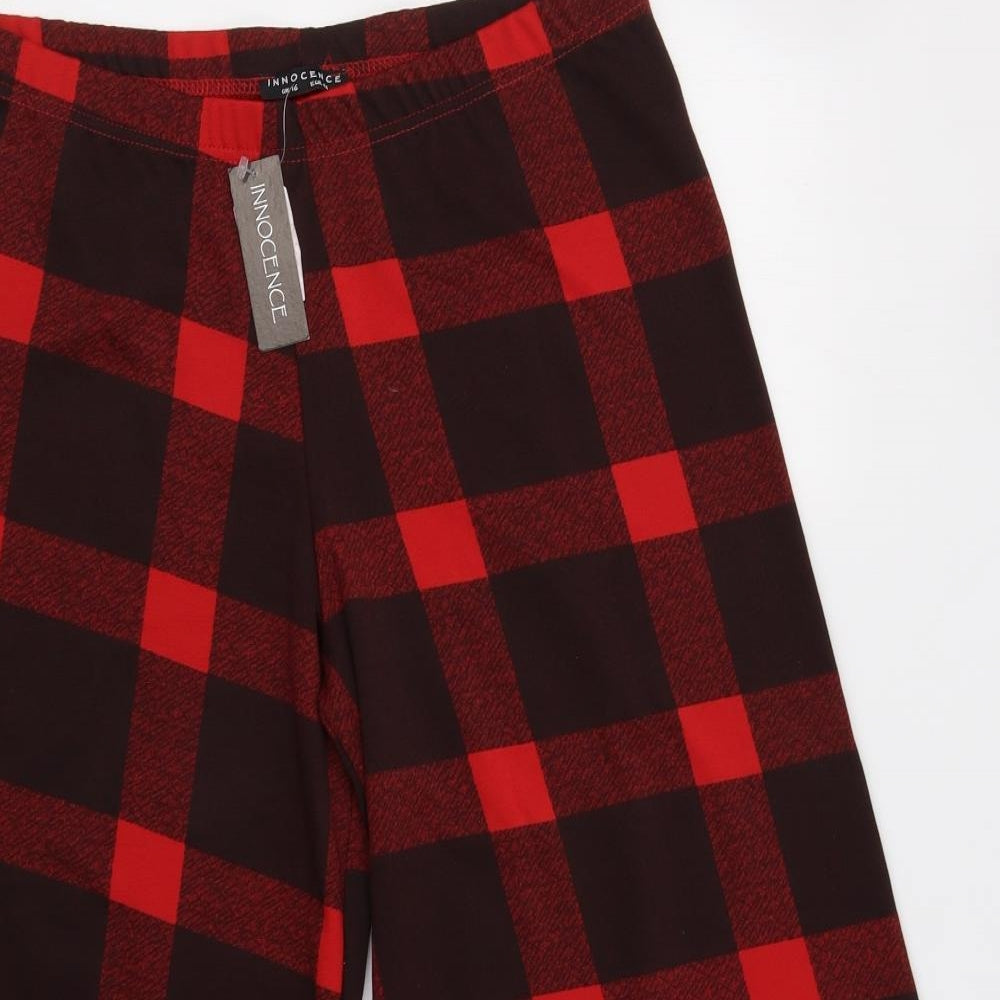 Innocence Womens Red Check  Cropped Trousers Size 16 L23 in