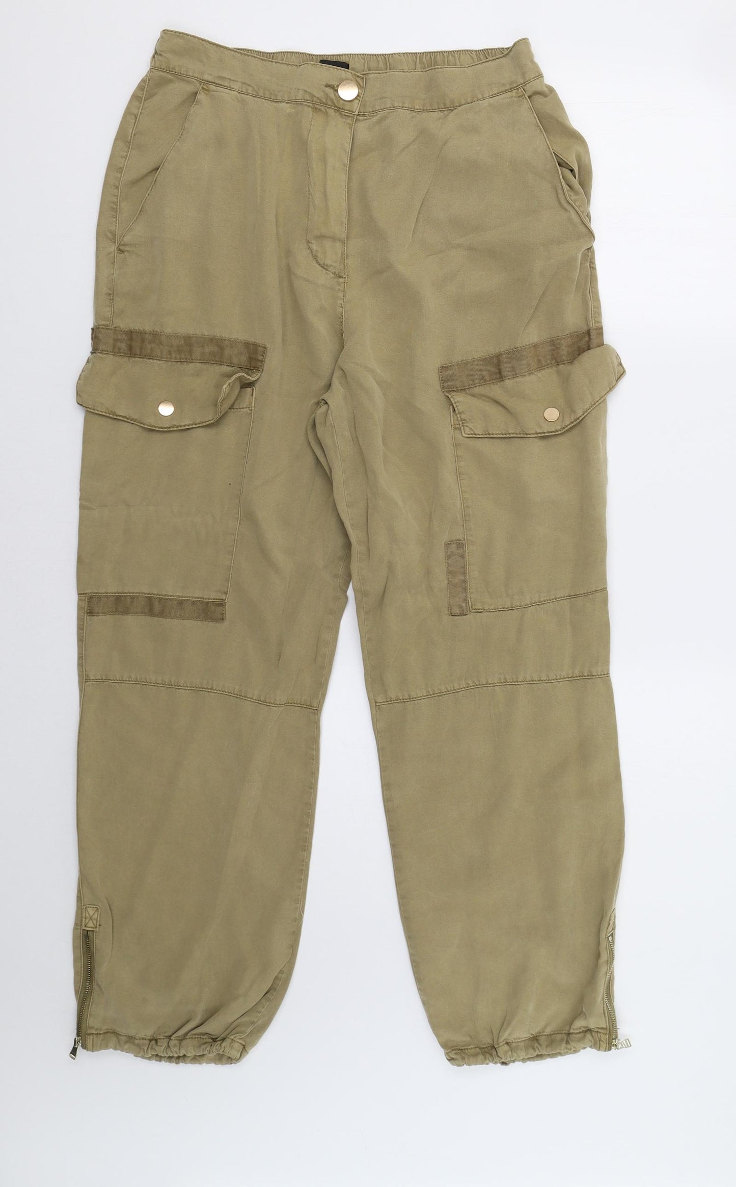 River Island Womens Green   Cargo Trousers Size 14 L28 in