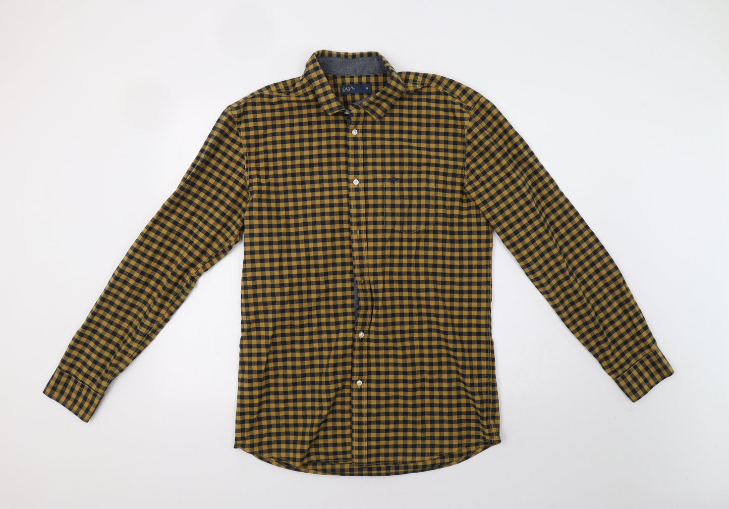 Matalan Mens Yellow Check   Button-Up Size M