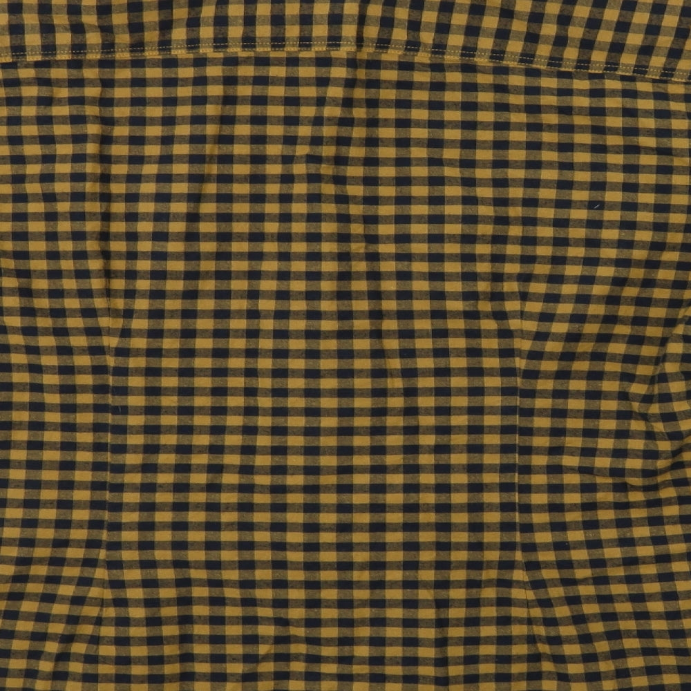 Matalan Mens Yellow Check   Button-Up Size M