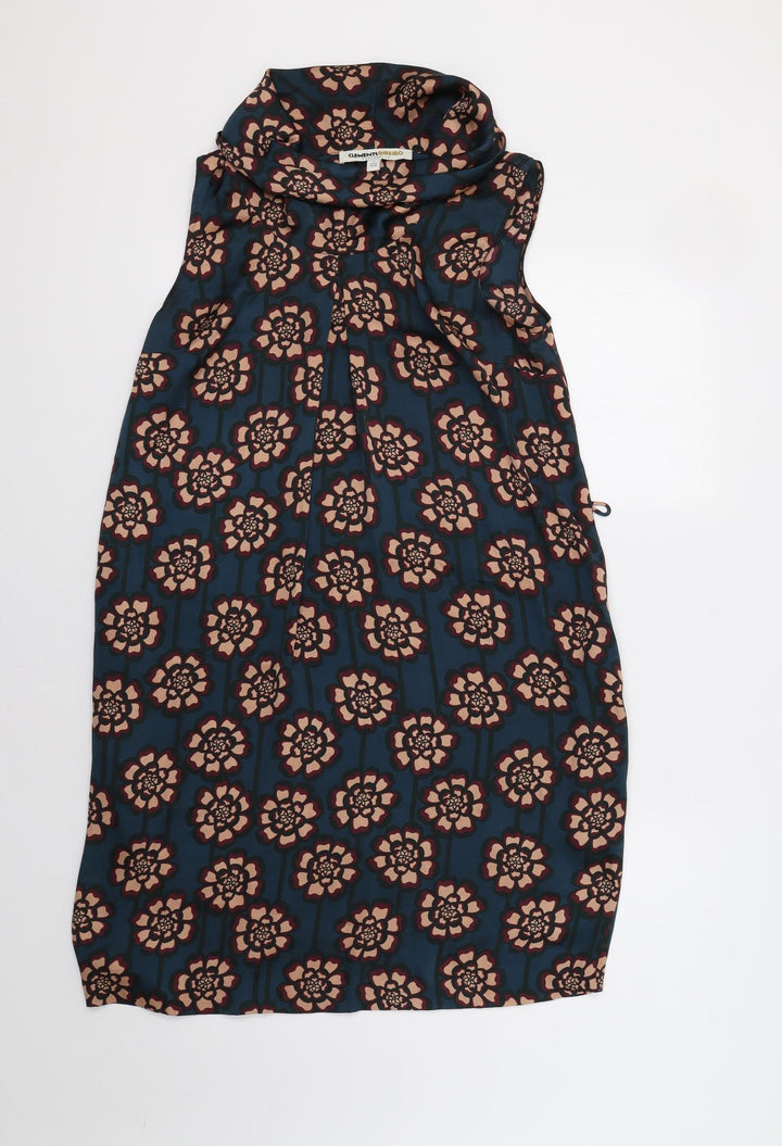 Clements Ribeiro Womens Blue Floral  A-Line  Size 10