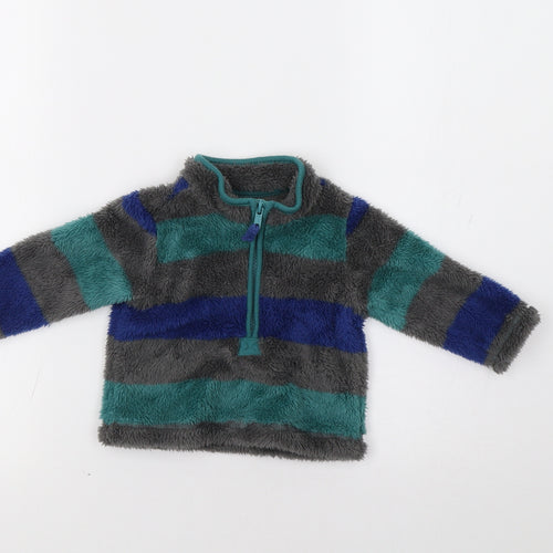 M&Co Baby Green Striped Fleece Pullover Jumper Size 3-6 Months