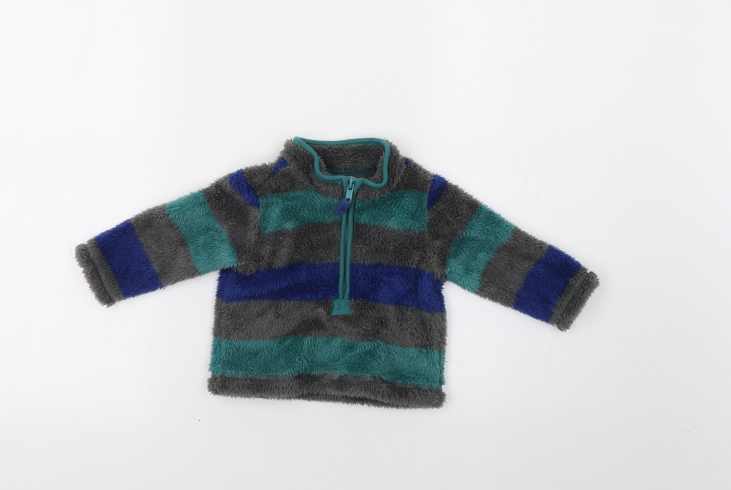 M&Co Baby Green Striped Fleece Pullover Jumper Size 3-6 Months