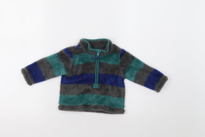 M&Co Baby Green Striped Fleece Pullover Jumper Size 3-6 Months