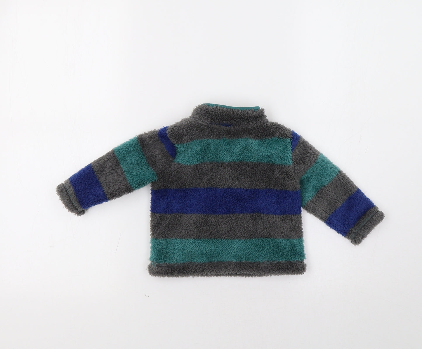 M&Co Baby Green Striped Fleece Pullover Jumper Size 3-6 Months