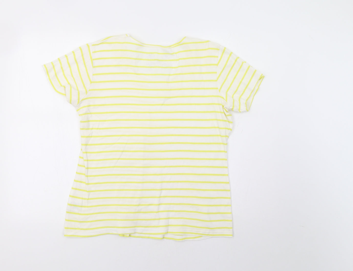Cotton Traders Womens Yellow Striped  Basic T-Shirt Size 16