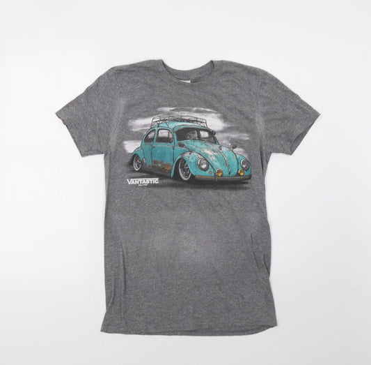 Front view of Gildan women’s grey basic t-shirt, size S, - car