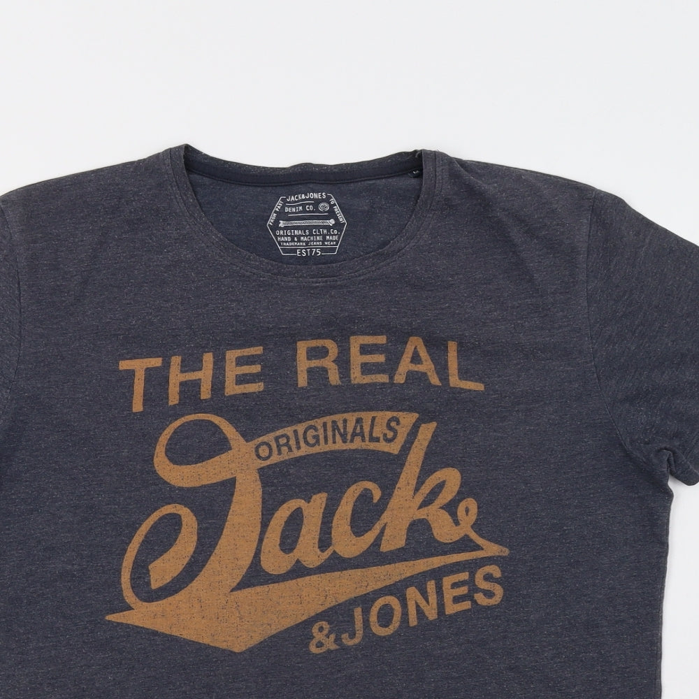 JACK & JONES Mens Grey    T-Shirt Size M