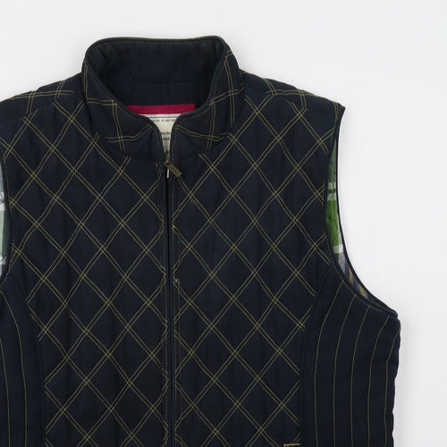 Joules Womens Blue Check  Gilet Waistcoat Size 16