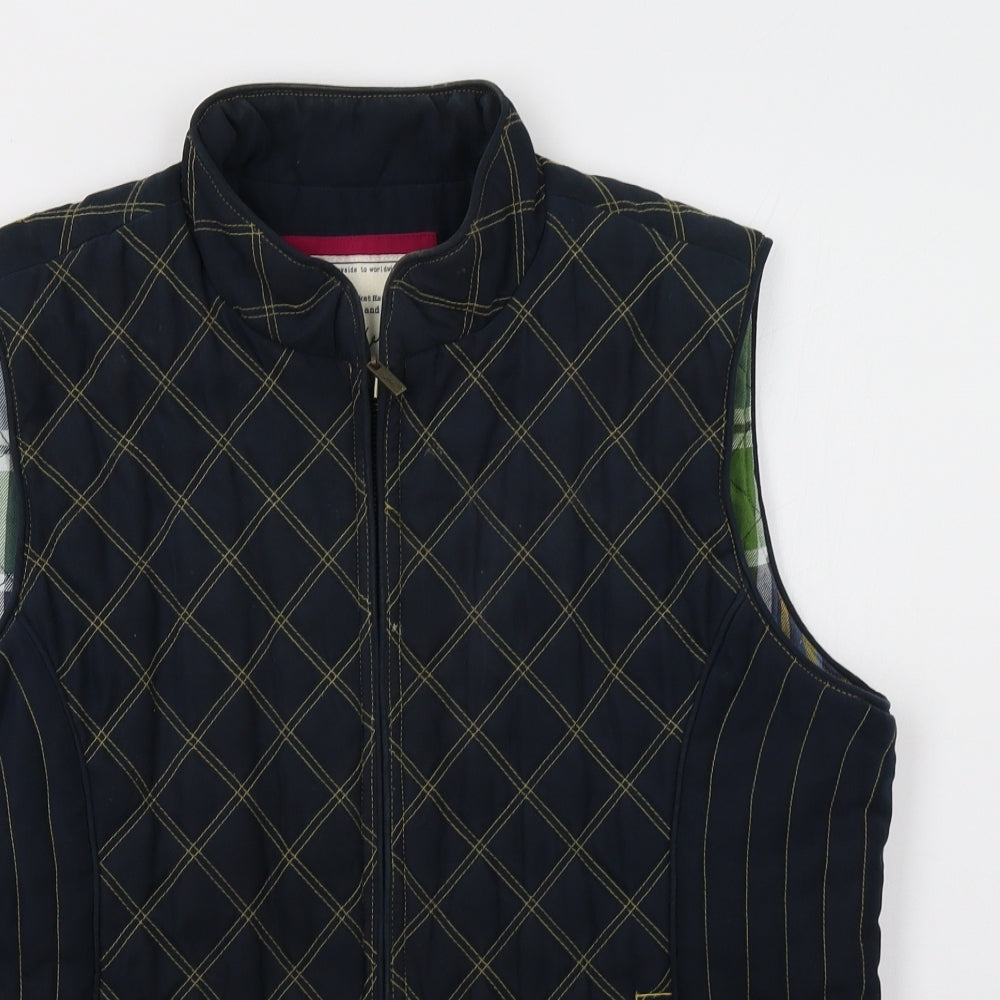 Joules Womens Blue Check  Gilet Waistcoat Size 16