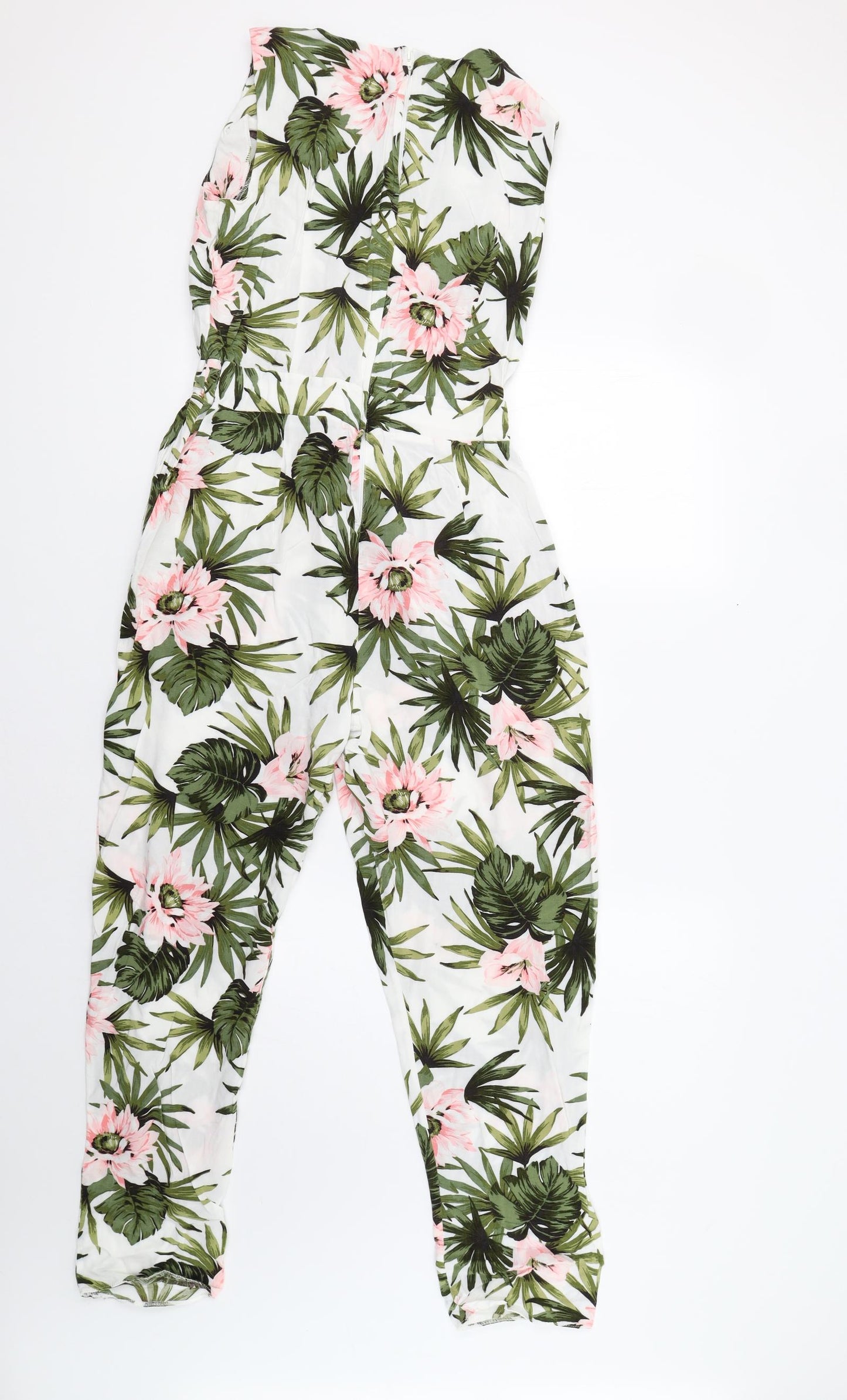 Dorothy Perkins Womens White Floral  Jumpsuit One-Piece Size 14