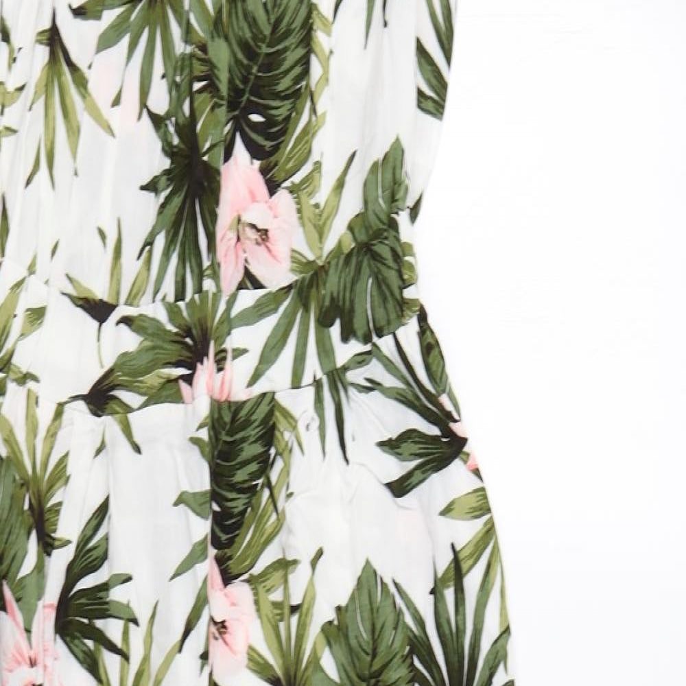 Dorothy Perkins Womens White Floral  Jumpsuit One-Piece Size 14
