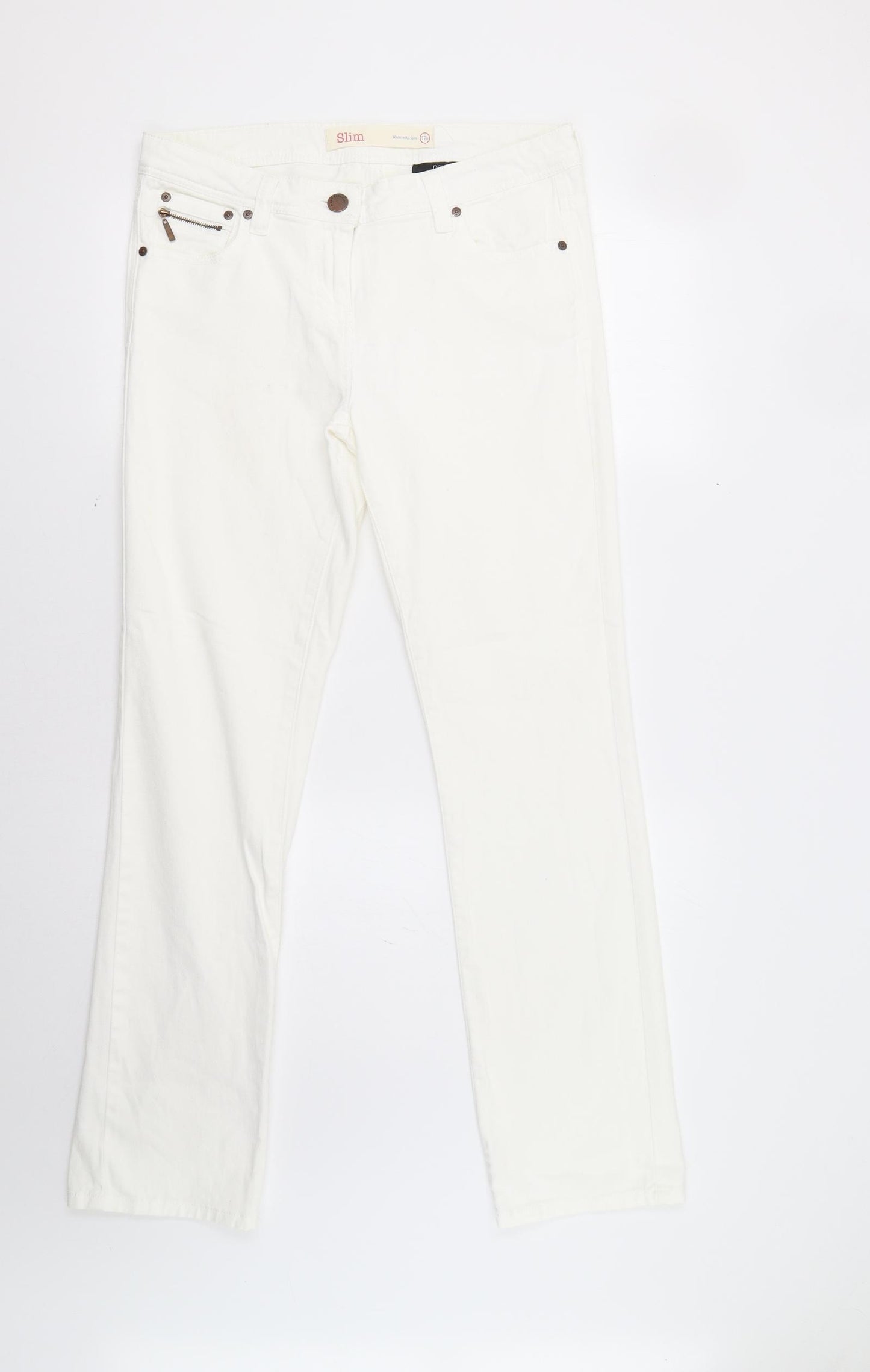 NEXT Womens White   Straight Jeans Size 12 L31 in