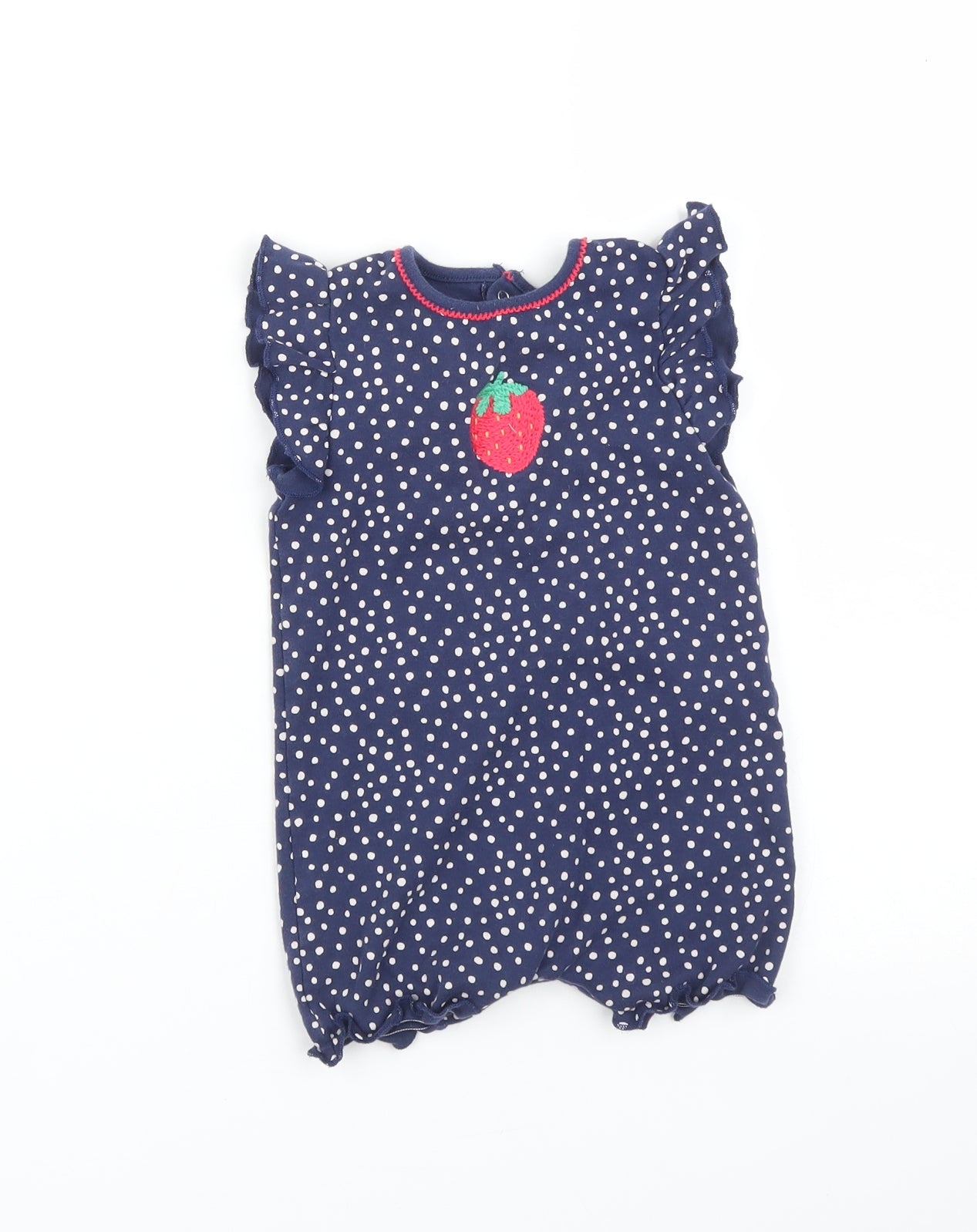 NEXT Girls Blue Polka Dot  Romper One-Piece Size 9-12 Months  - STRAWBERRY