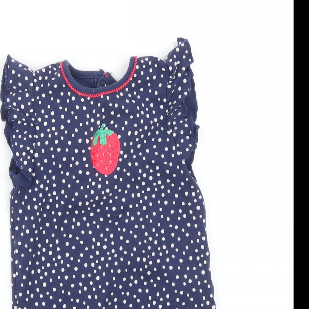 NEXT Girls Blue Polka Dot  Romper One-Piece Size 9-12 Months  - STRAWBERRY