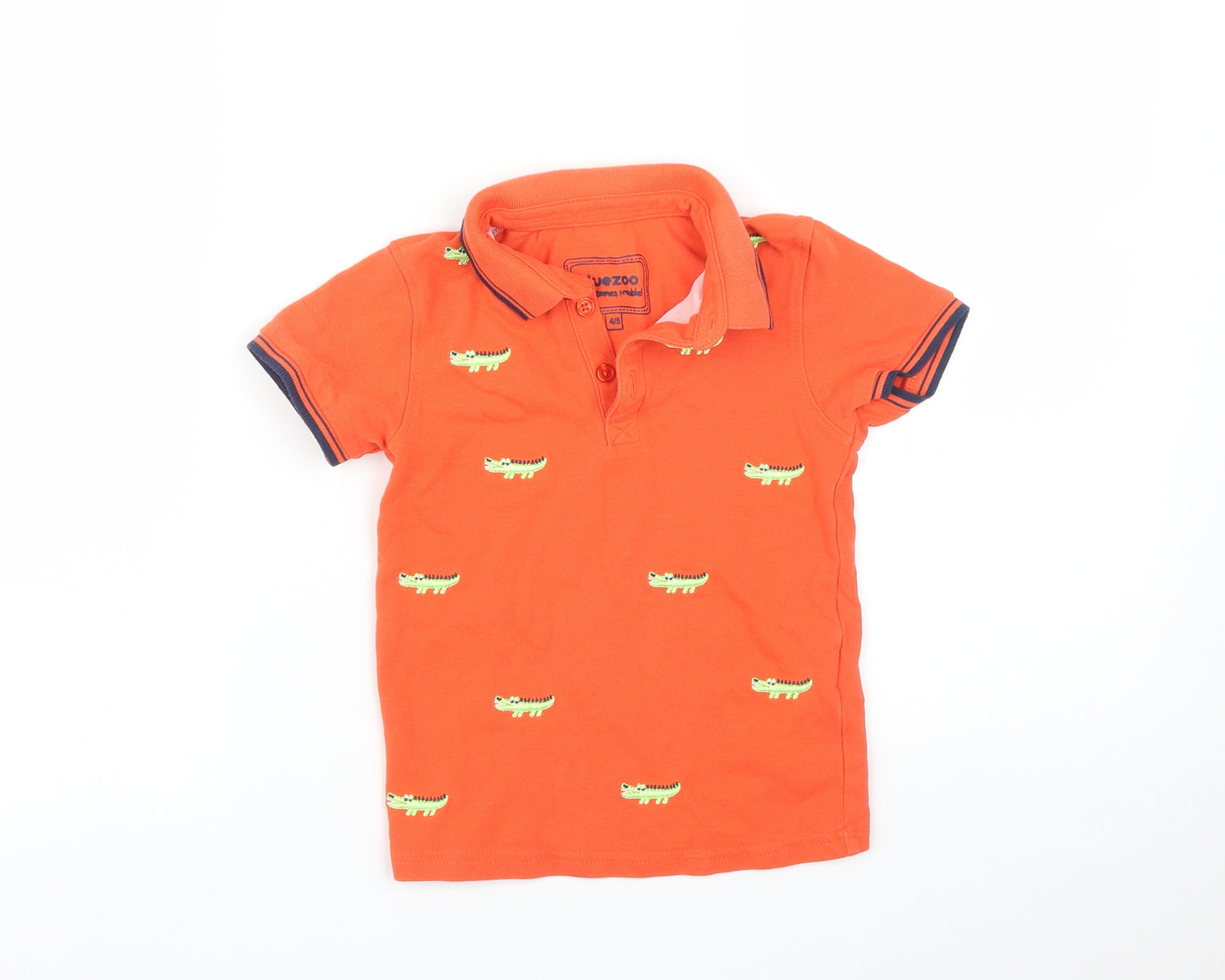 Blue Zoo Boys Orange Animal Print  Basic Polo Size 4-5 Years  - ALIGATORS