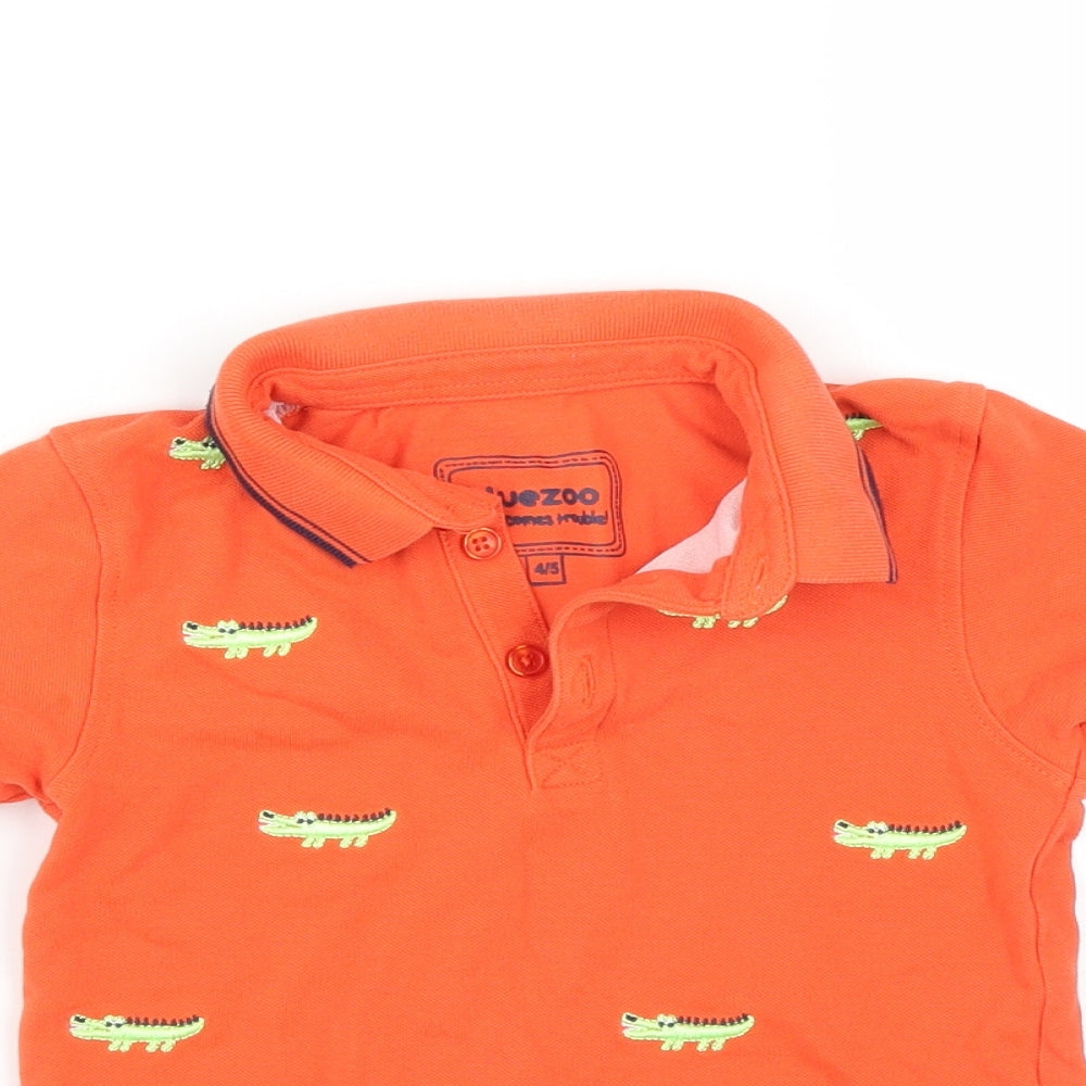 Blue Zoo Boys Orange Animal Print  Basic Polo Size 4-5 Years  - ALIGATORS