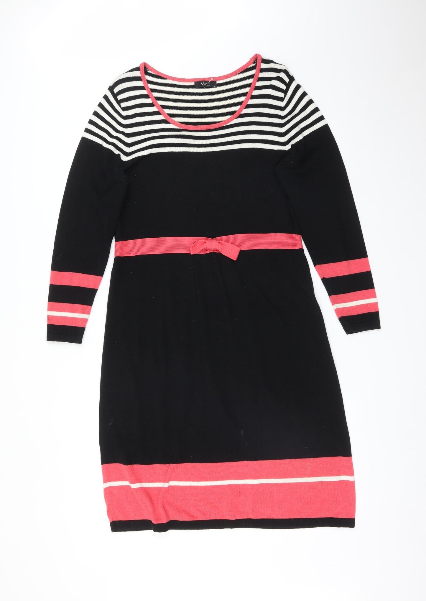 M&Co Womens Multicoloured Striped  Jumper Dress  Size M