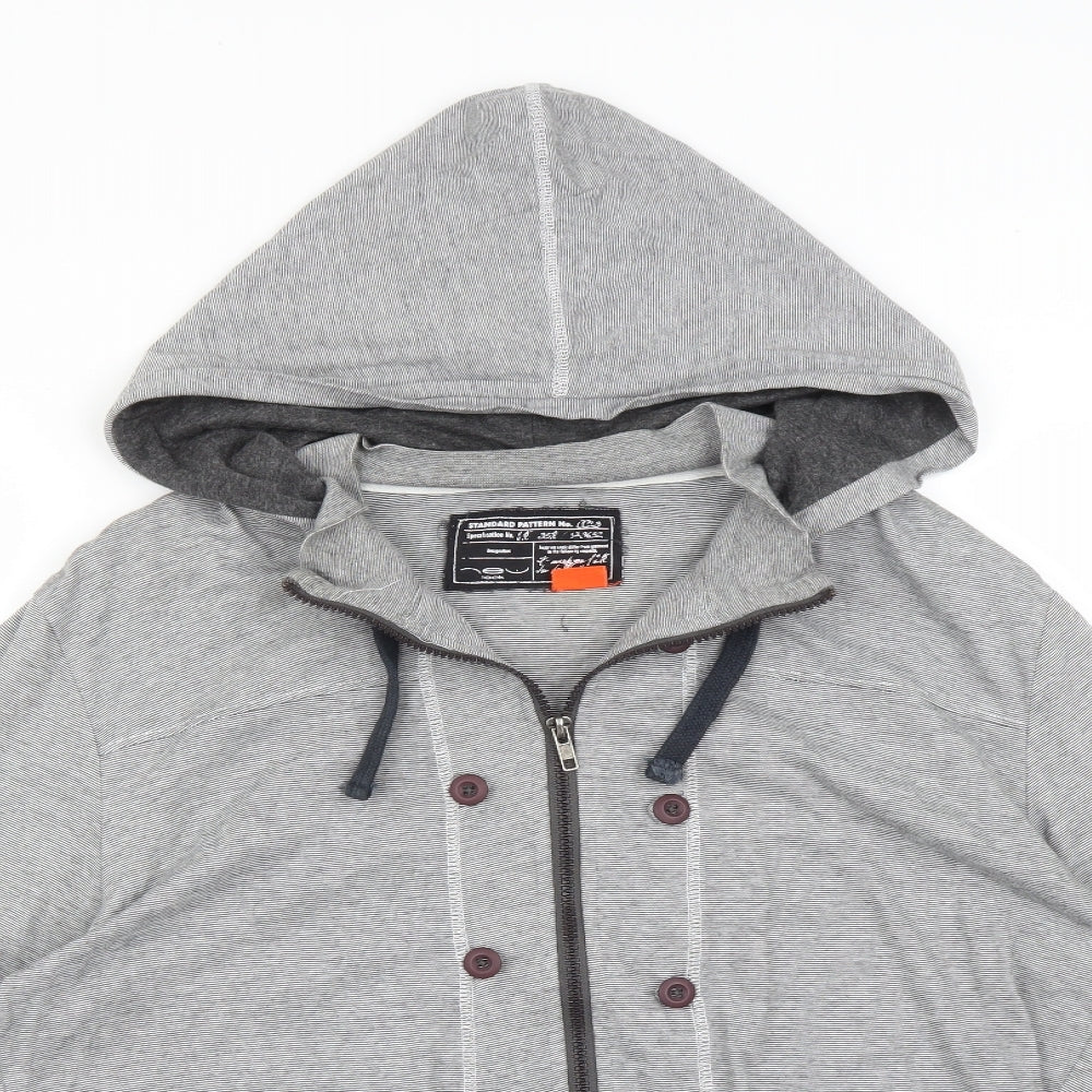 New Look Mens Grey Striped  Full Zip Hoodie Size M