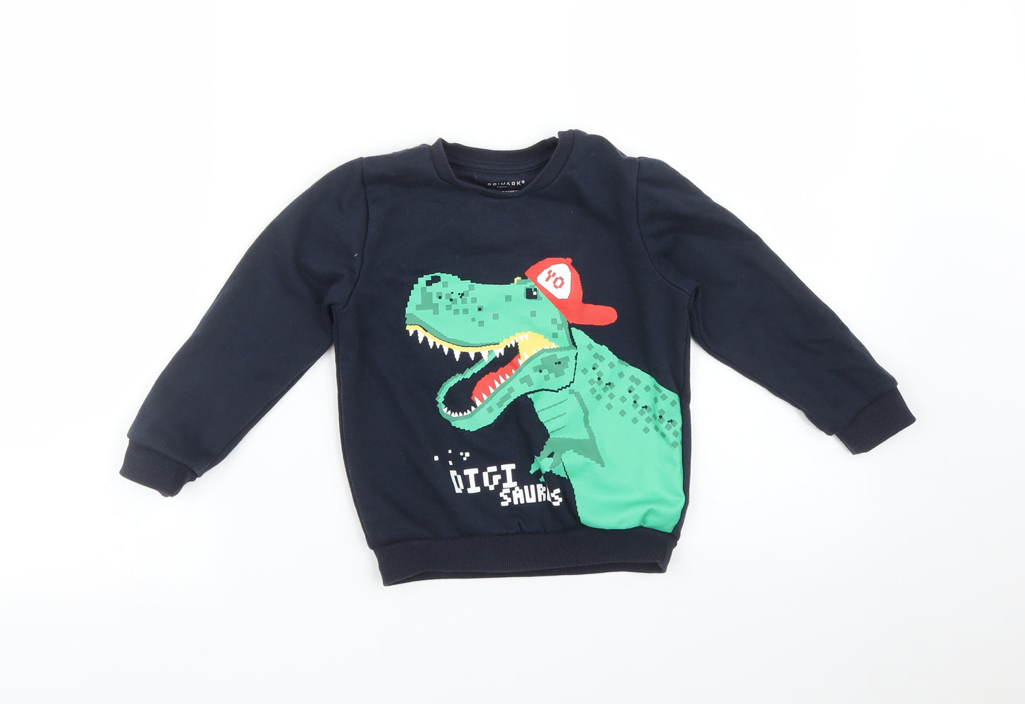 Primark Boys Blue   Pullover Sweatshirt Size 4-5 Years  - DINOSAUR
