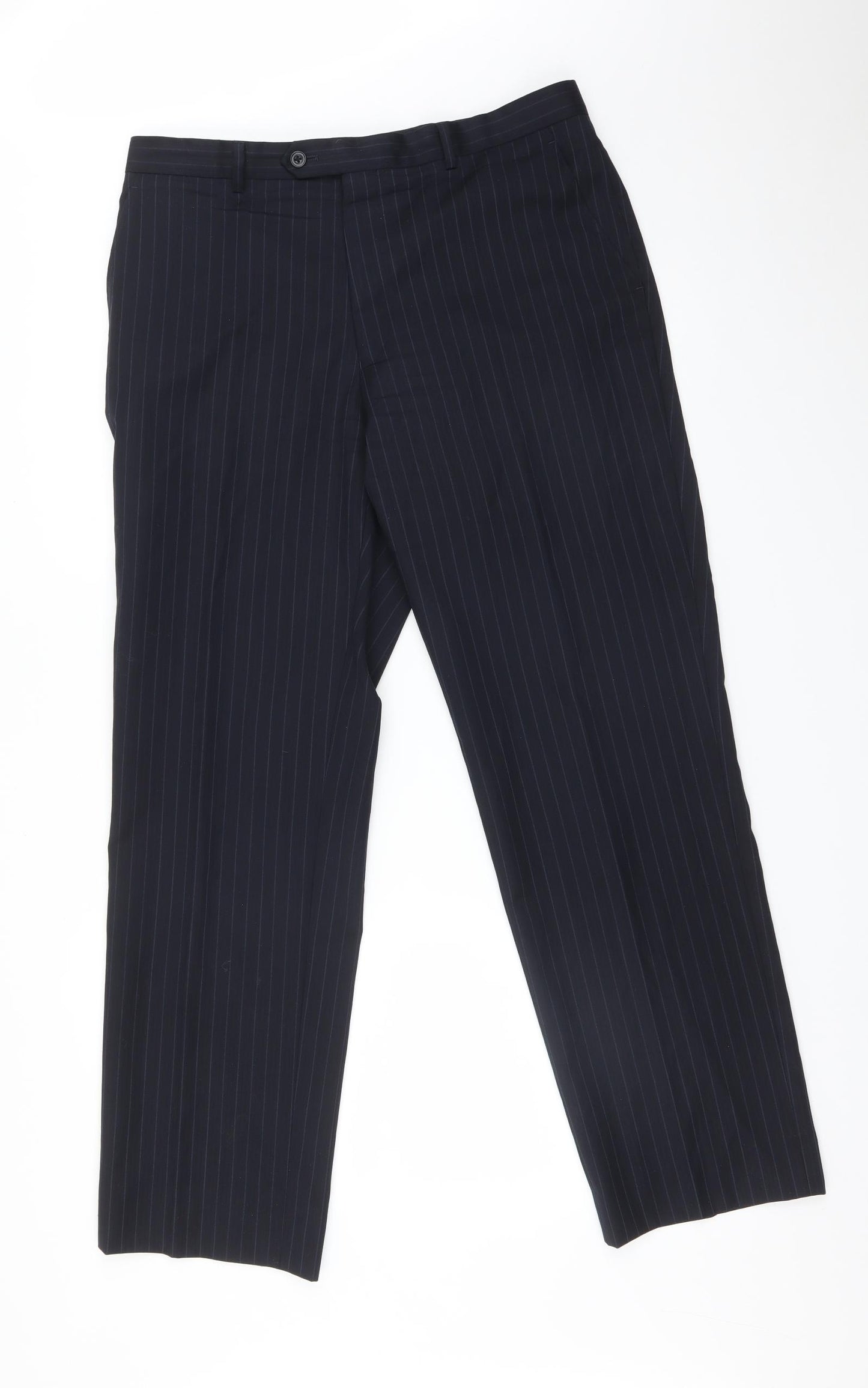 GREENWOODS ELITE Mens Blue Striped   Suit Trousers Size 34 L30 in