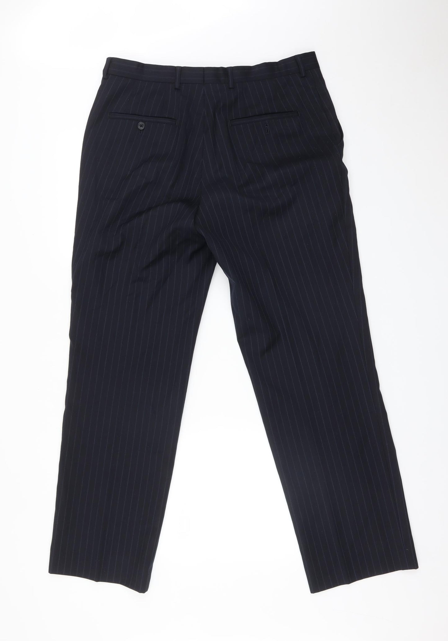 GREENWOODS ELITE Mens Blue Striped   Suit Trousers Size 34 L30 in