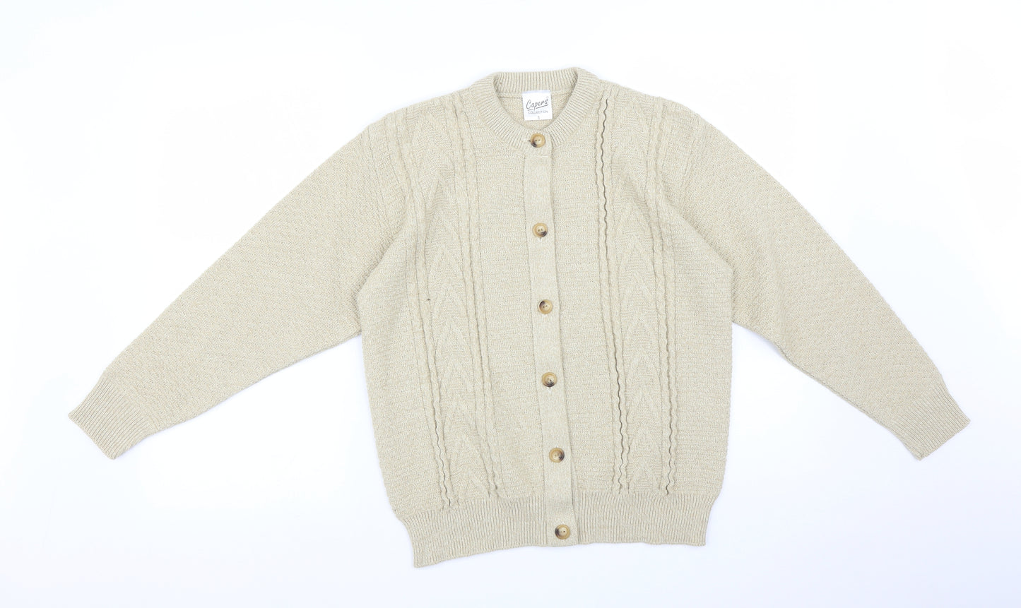 CAPERS Womens Beige Geometric  Cardigan Jumper Size S