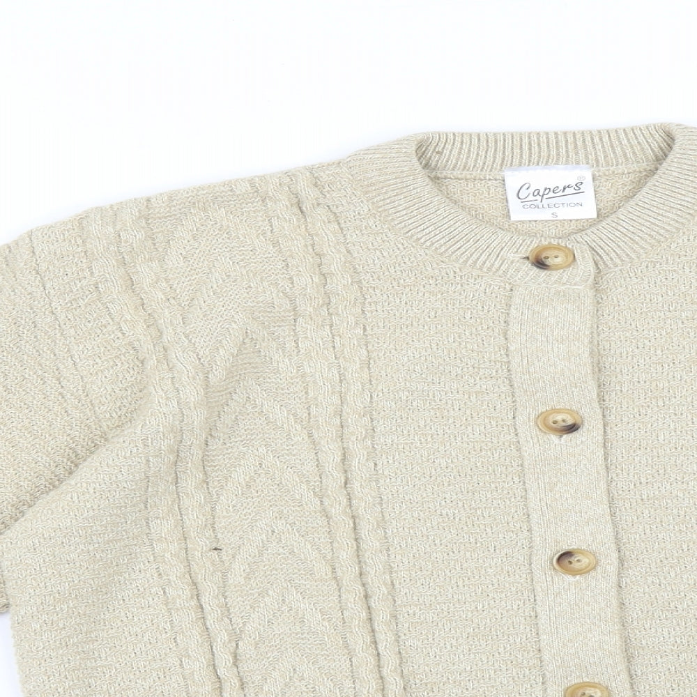 CAPERS Womens Beige Geometric  Cardigan Jumper Size S