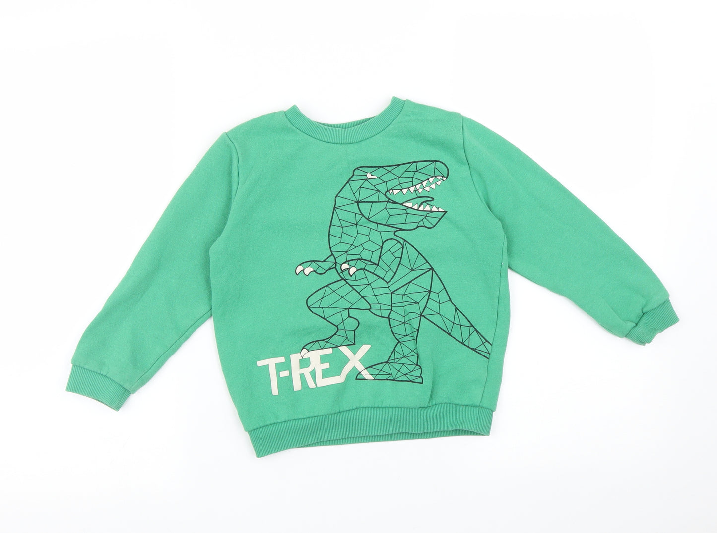 Primark Boys Green   Pullover Sweatshirt Size 4-5 Years  - DINOSAUR