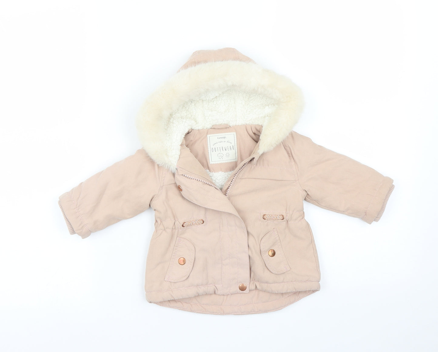 George Girls Pink   Overcoat Coat Size 3-6 Months