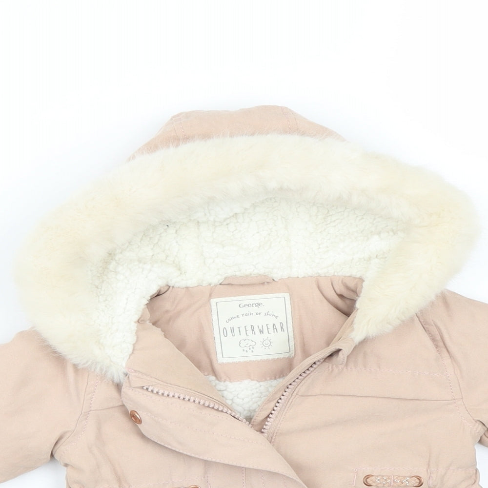 George Girls Pink   Overcoat Coat Size 3-6 Months