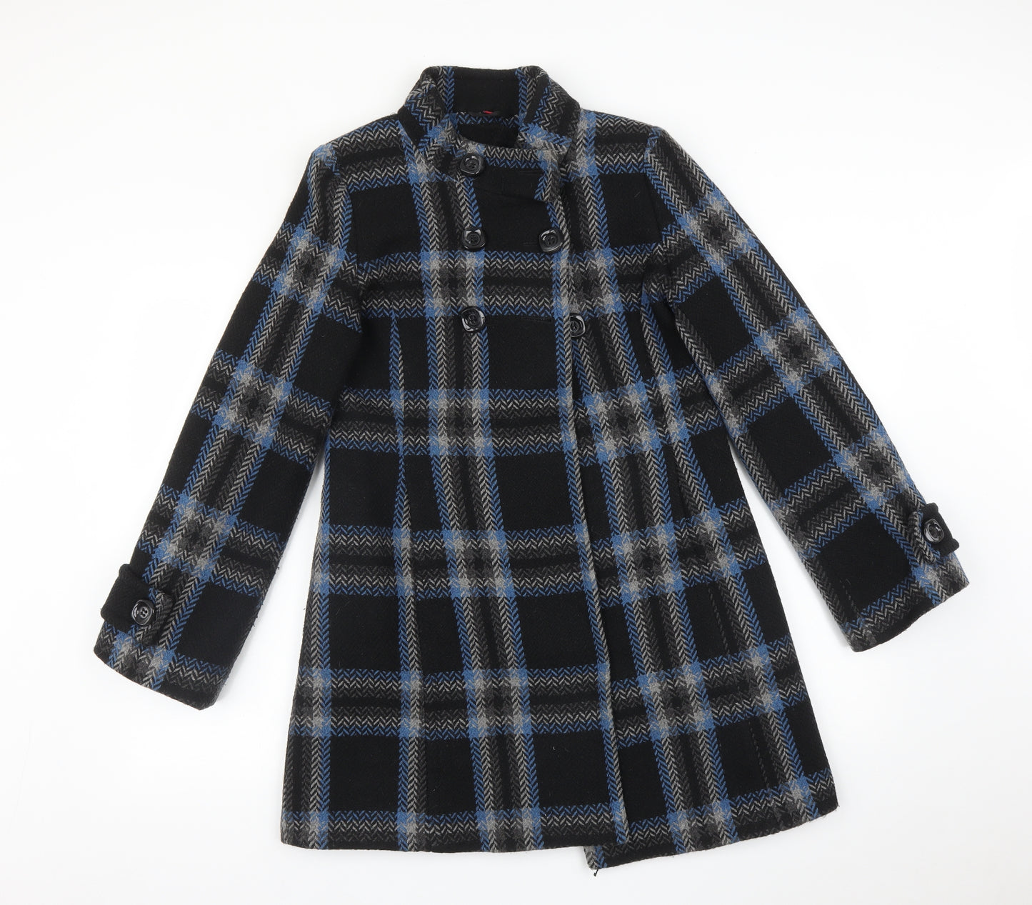 Preworn Womens Multicoloured Check  Overcoat Coat Size 10