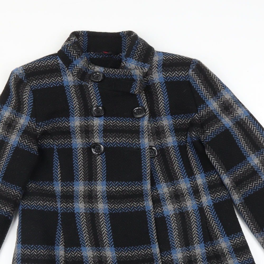 Preworn Womens Multicoloured Check  Overcoat Coat Size 10
