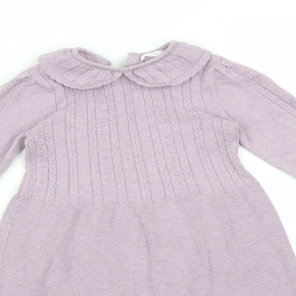 NEXT Girls Purple Striped  Jumper Dress  Size 3-4 Years