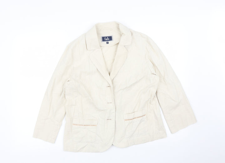 ISLE Womens Beige Jacket Blazer Size 12
