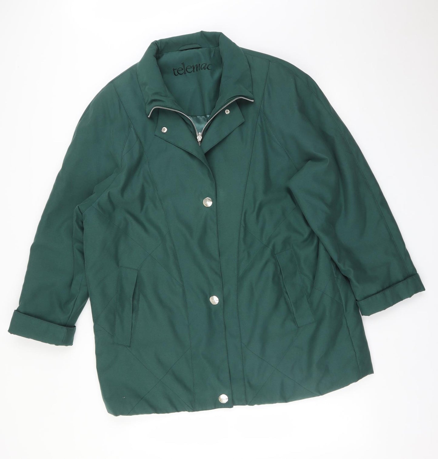 TELEMAC Mens Green   Overcoat Coat Size L