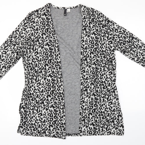 H&M Womens Grey Animal Print  Cardigan Jumper Size M