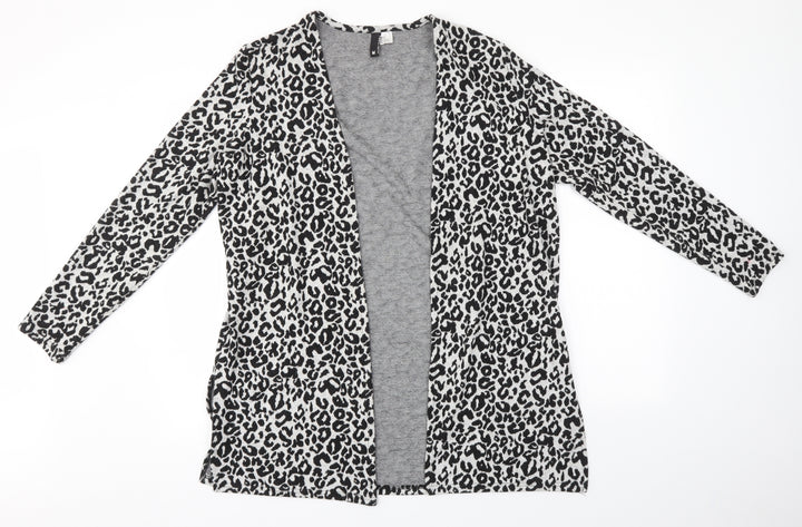 H&M Womens Grey Animal Print Cardigan Jumper Size M