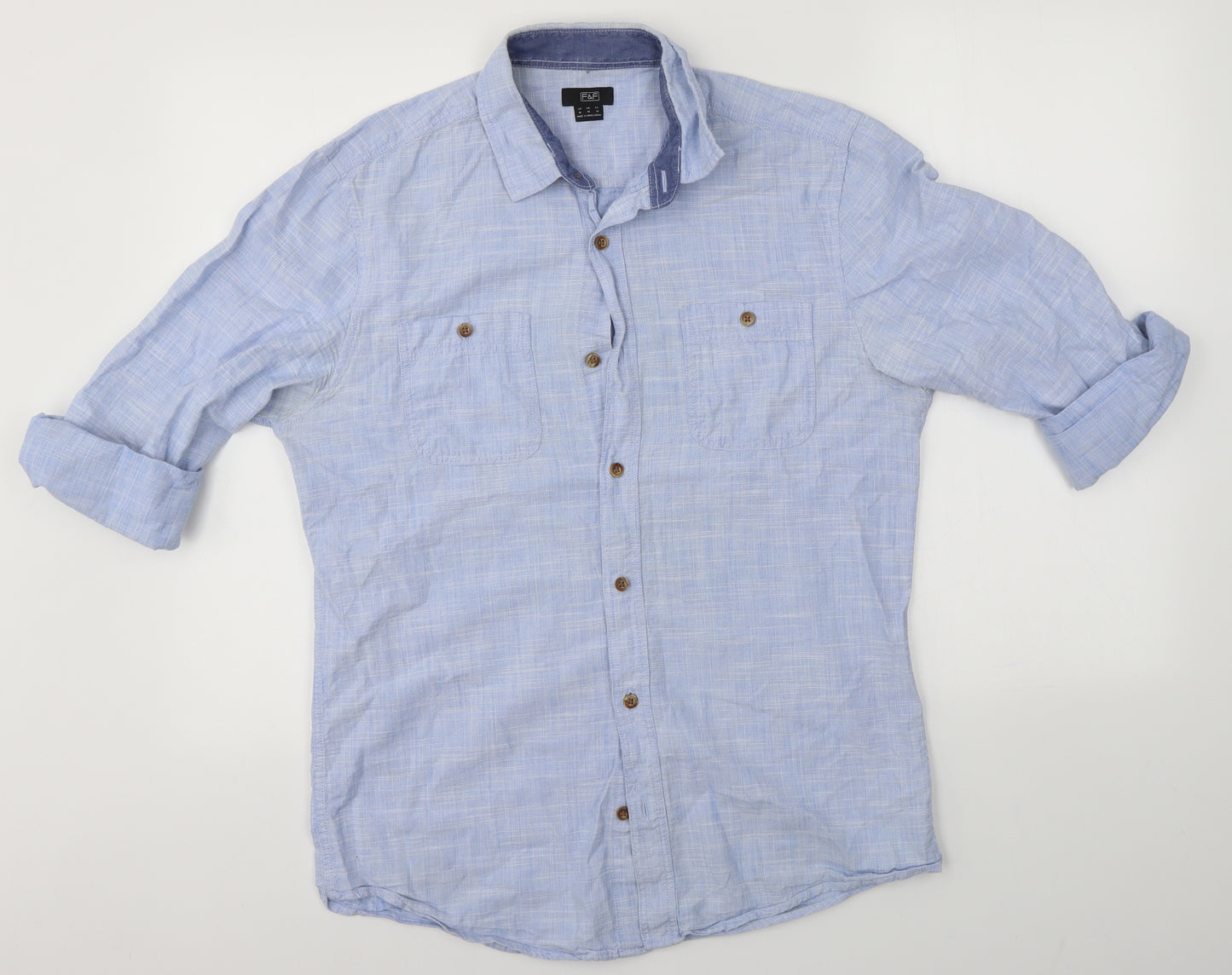 F&F Mens Blue    Button-Up Size M