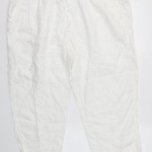 M&S Womens White   Cropped Trousers Size 22 L20 in