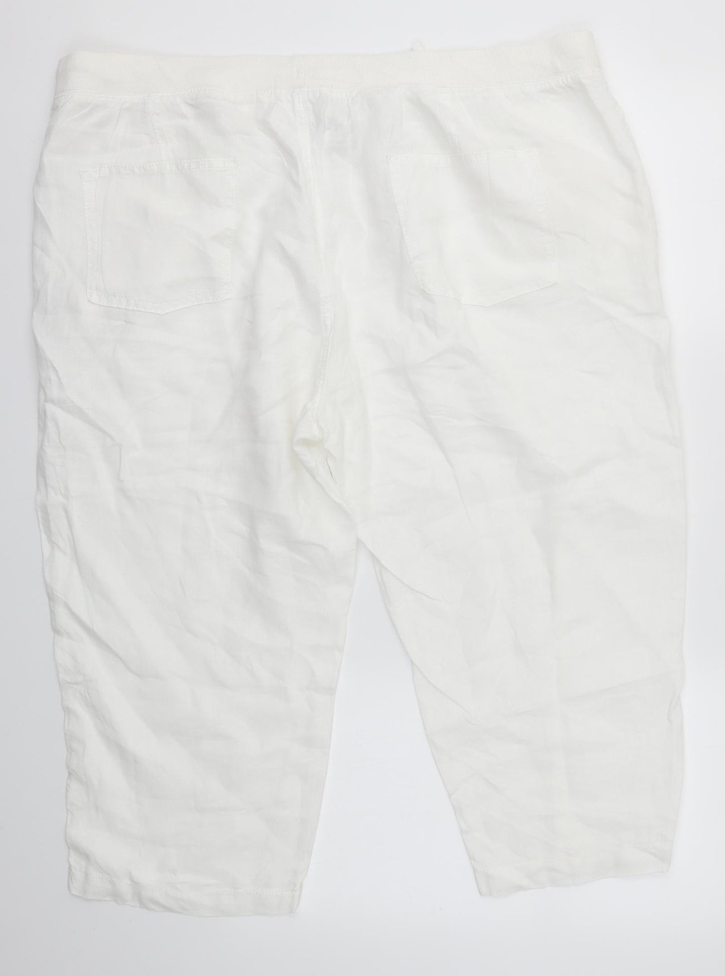 M&S Womens White   Cropped Trousers Size 22 L20 in