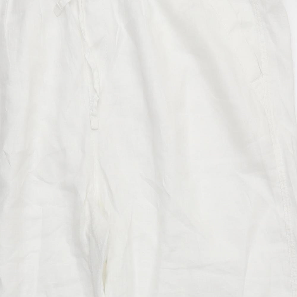M&S Womens White   Cropped Trousers Size 22 L20 in