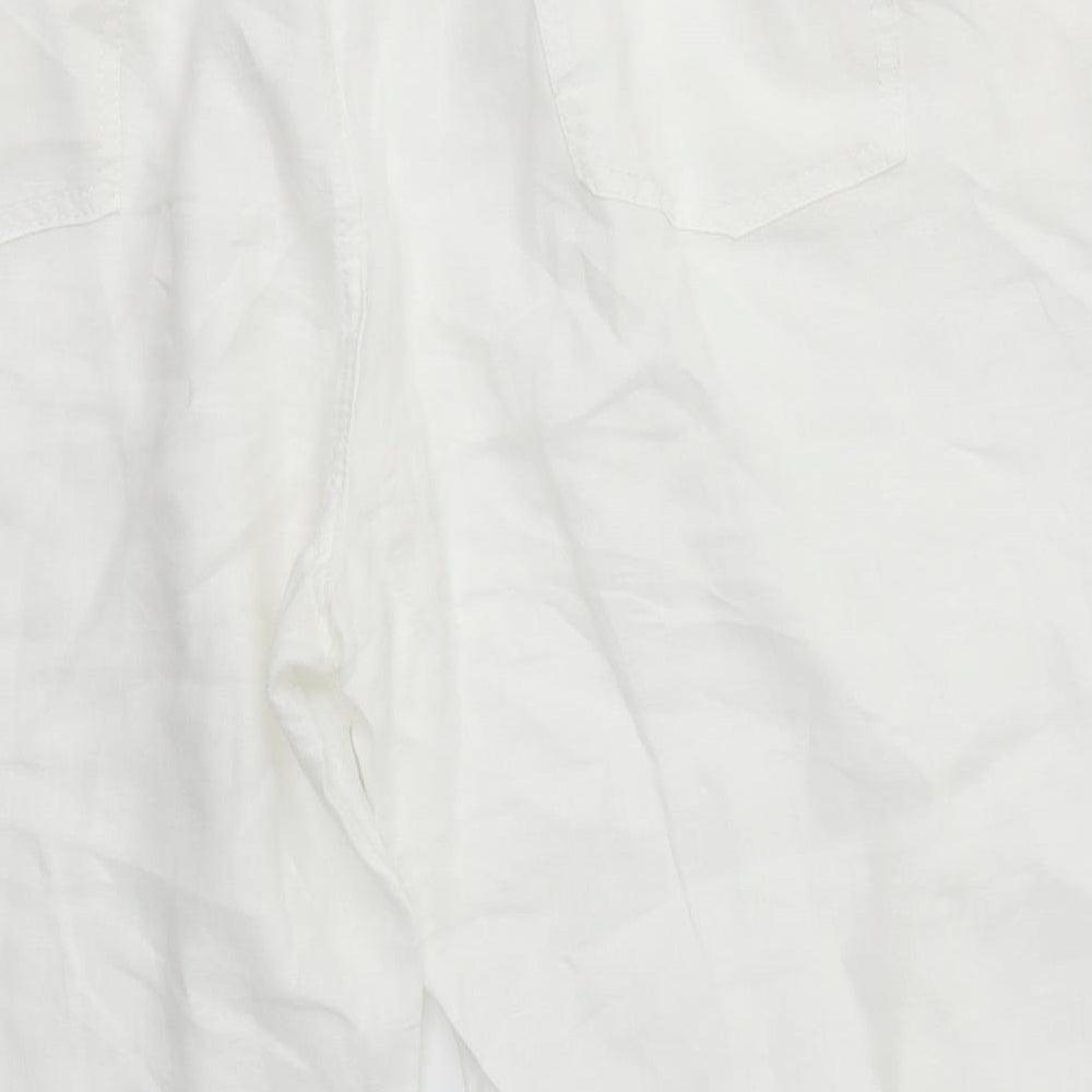 M&S Womens White   Cropped Trousers Size 22 L20 in