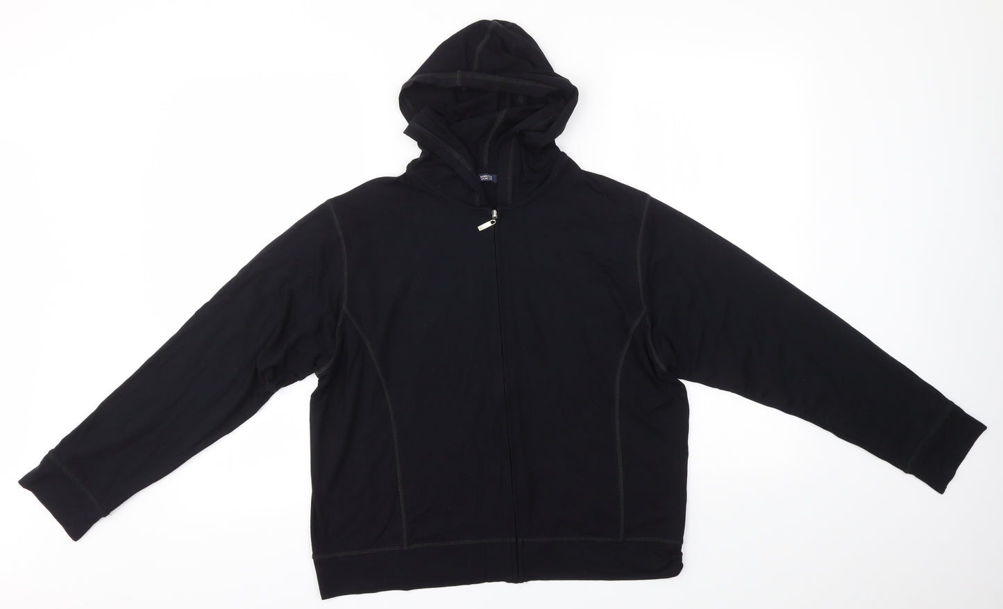 M&S Womens Black   Full Zip Hoodie Size 14