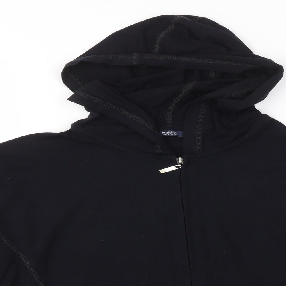M&S Womens Black   Full Zip Hoodie Size 14