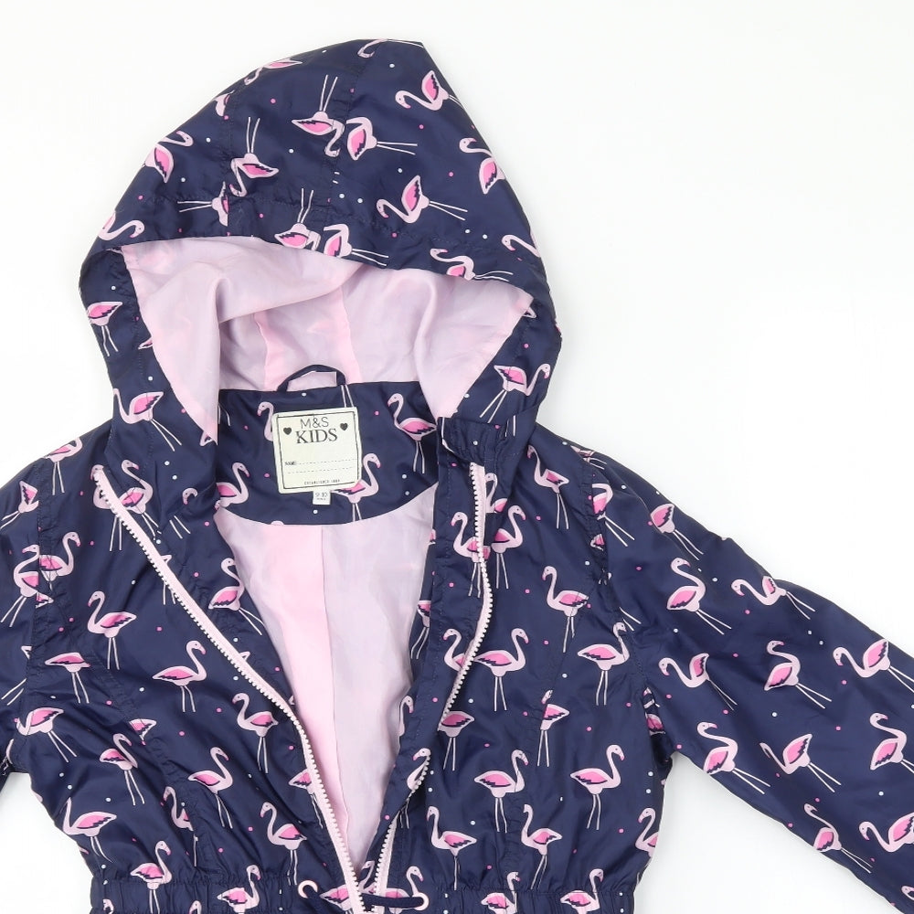 M&S Girls Blue   Rain Coat Coat Size 9-10 Years