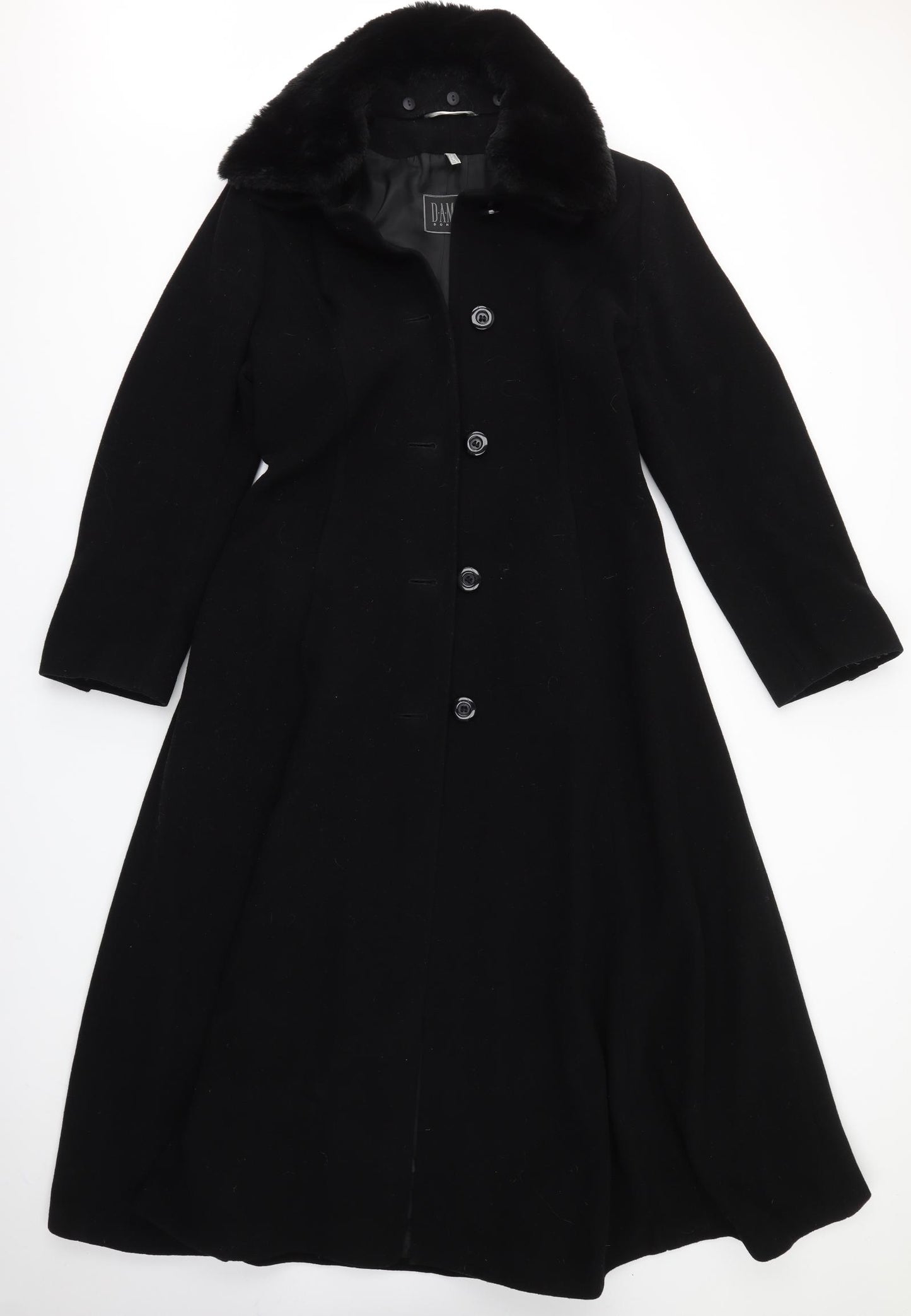 DAMO DONNA Womens Black   Overcoat Coat Size 10