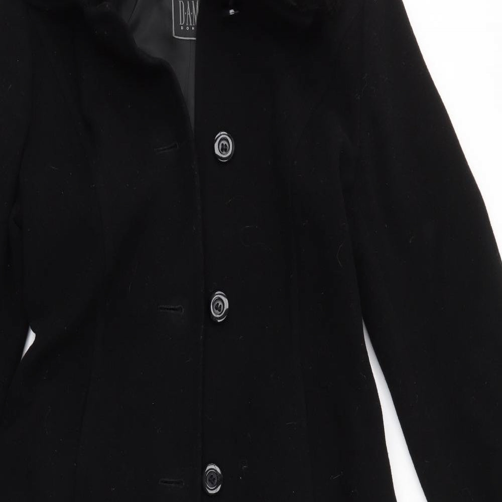 DAMO DONNA Womens Black   Overcoat Coat Size 10